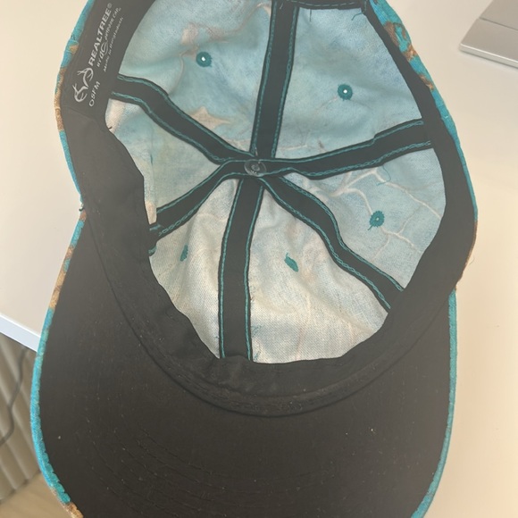 Real Tree turquoise one size fit most hat, Velcro back - Picture 3 of 5